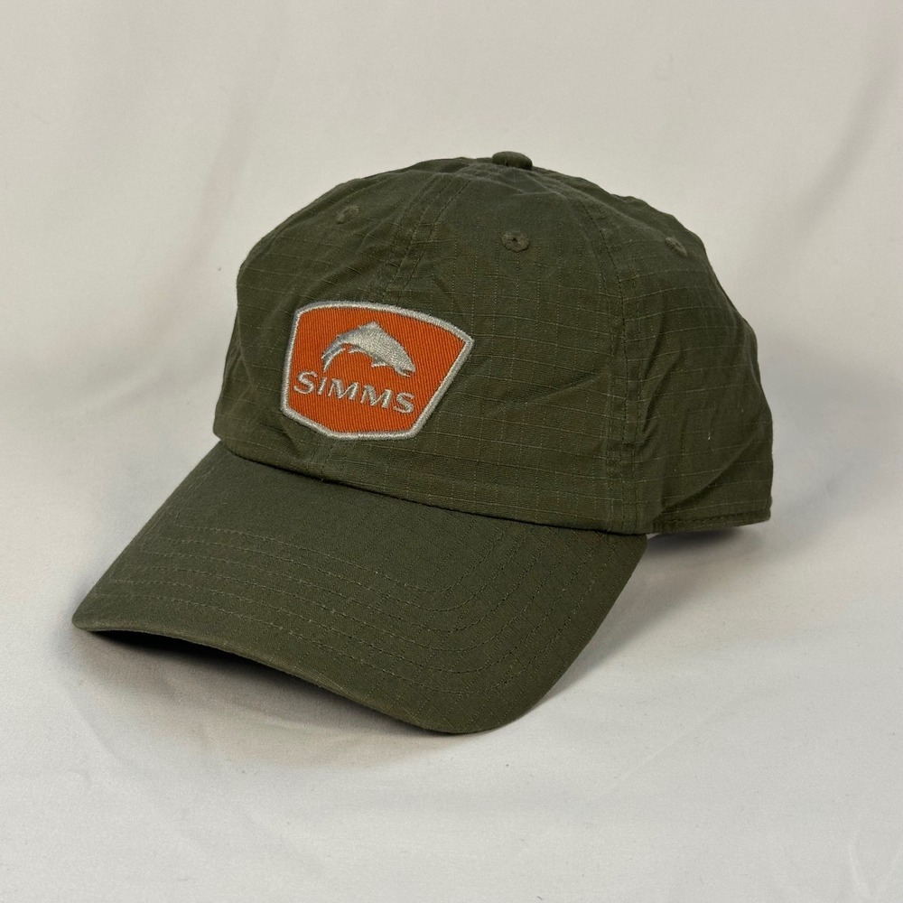 Simms Ripstop Snapback Hat Olive Green Fish Logo Patch Cap OSFM